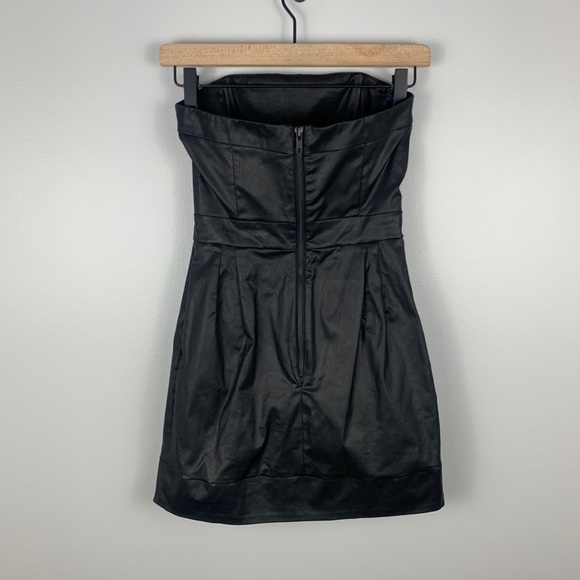 French Connection Strapless Faux Leather Mini Dress Black Size 2 - Picture 2 of 10